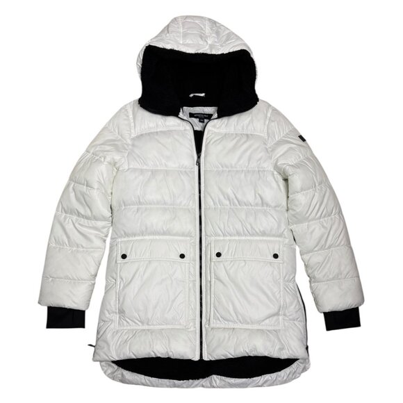 KENNETH COLE REACTION White Winter Puffer Parka Long Jacket Coat Womens Medium - Picture 1 of 6